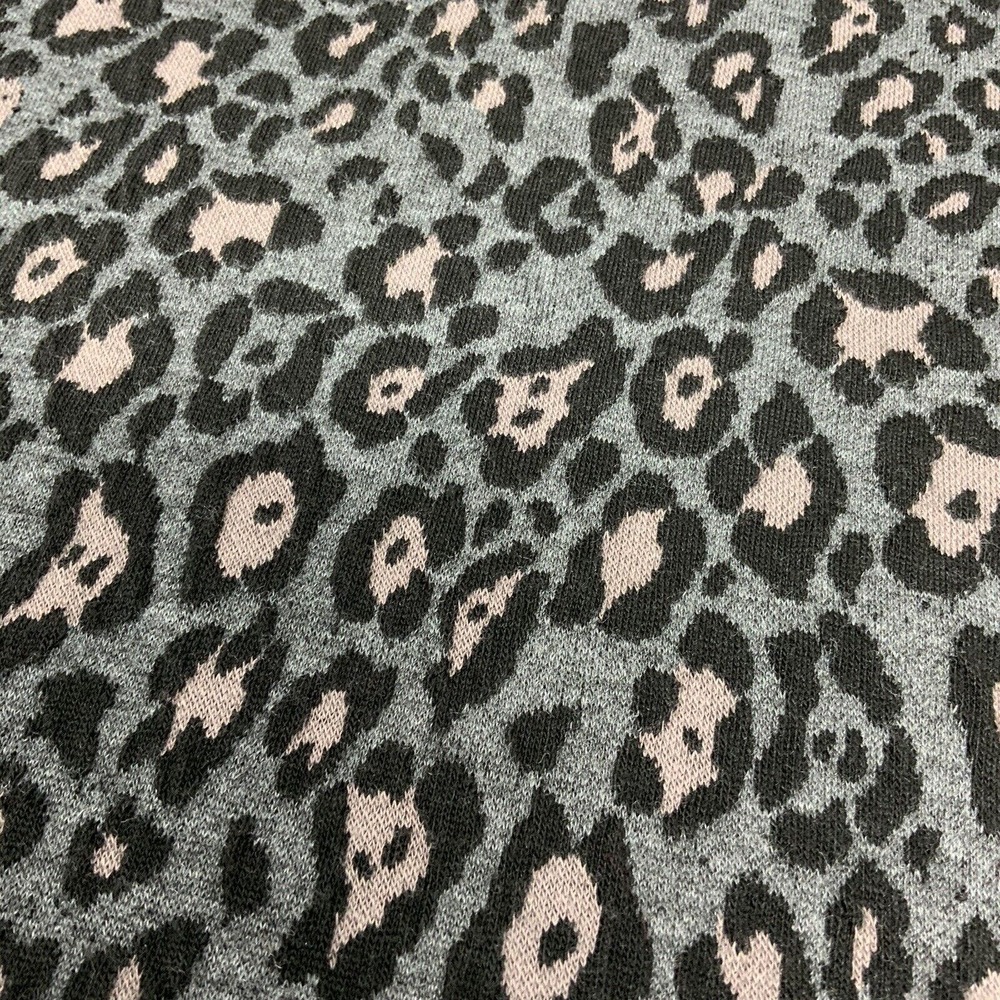 LOFT Womens Small Gray Black Tan Animal Leopard Print Short Sleeve Textured Top - Picture 9 of 13